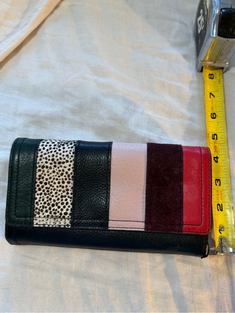 Fossil Leather Colorblock Leopard Print Wallet